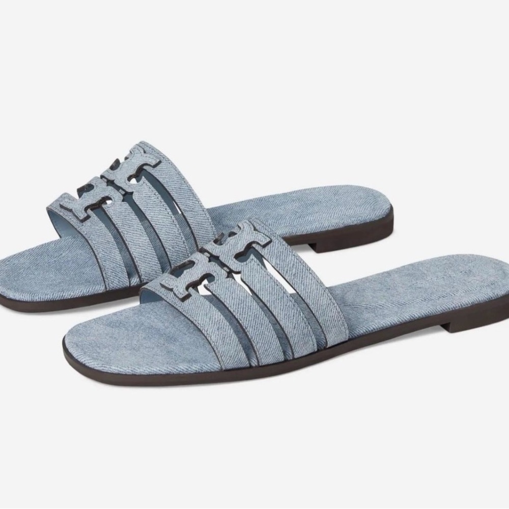 Tory Burch Denim Ines Cage Slide Sandals - Picture 3 of 3